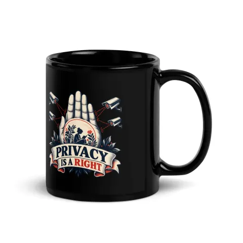 Privacy is a right black mug