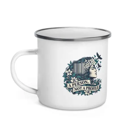 A person, not a profile enamel mug