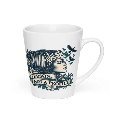 A person, not a profile latte mug