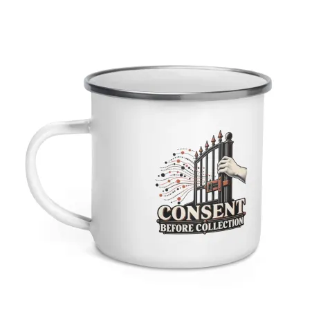 Consent before collection enamel mug